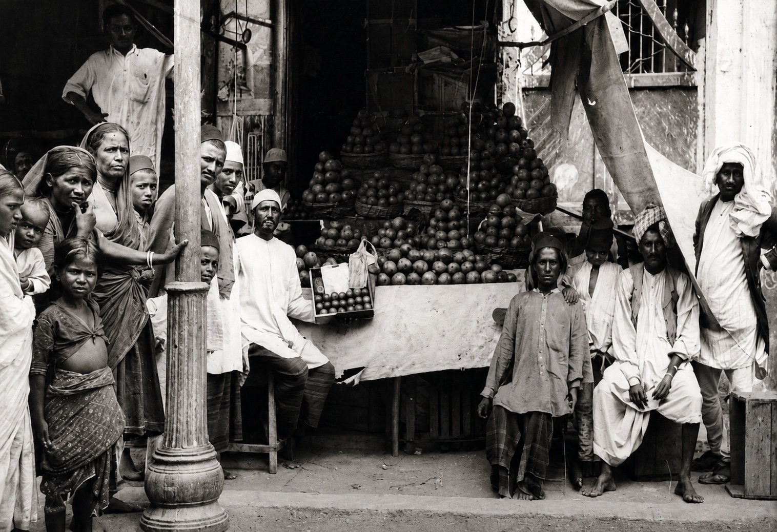 A market scene in Hyderabad, 1920s